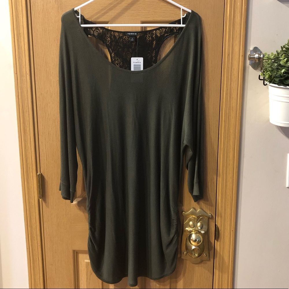 2X Torrid Olive Lace RacerBack Top
